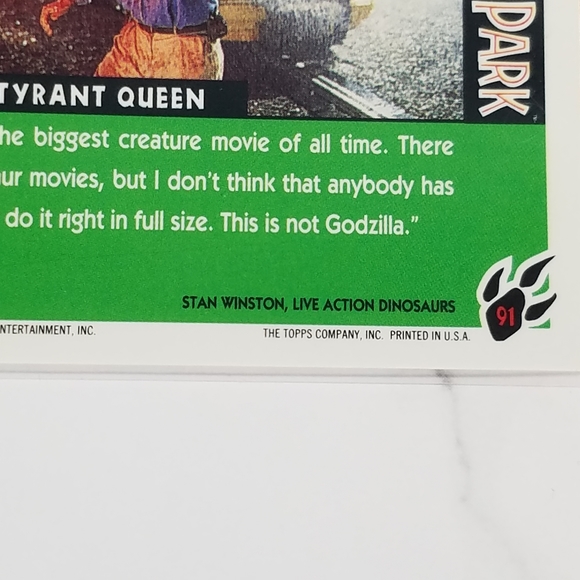 Vintage JP Topps Trading Cards Lot of 10 Jurassic Park Movie Cards Lot #2 - Picture 10 of 12